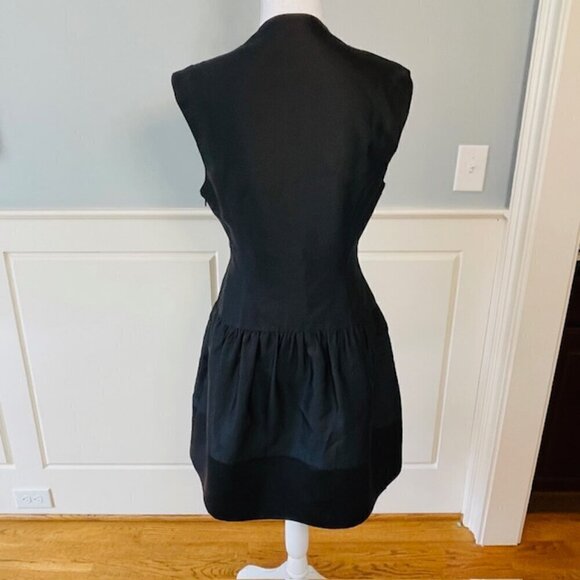 Raoul Black Silk Structured Silk V-neck Mini Cocktail Dress 8 - Picture 3 of 6